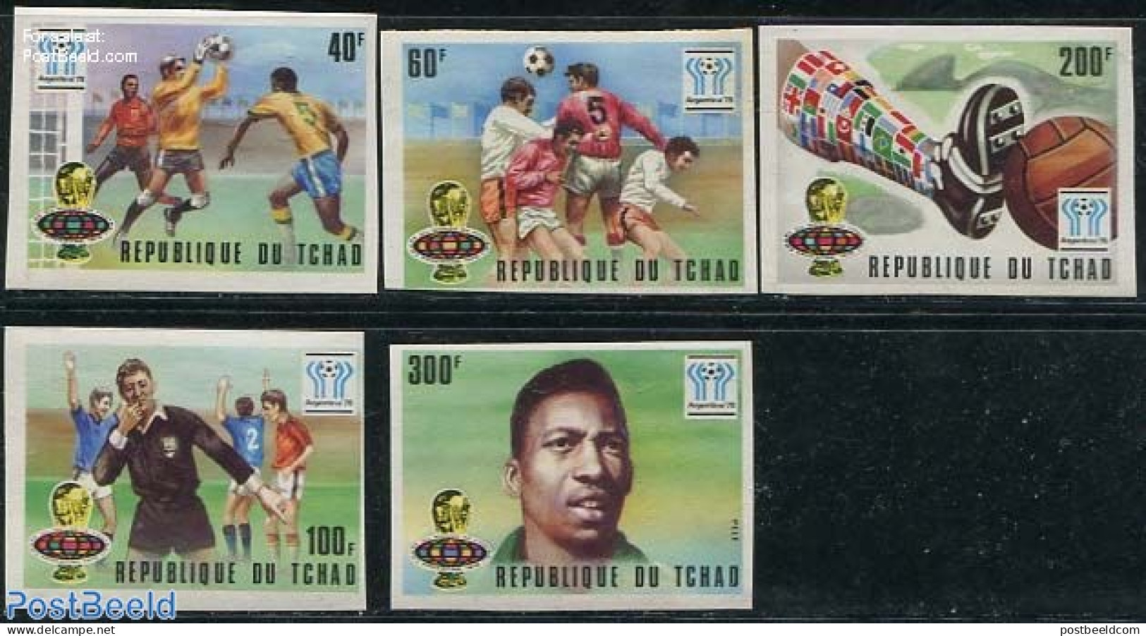 Chad 1977 World Cup Football, Argentina 1978, 5v, Imperforated, Mint NH, Sport - Football - Other & Unclassified