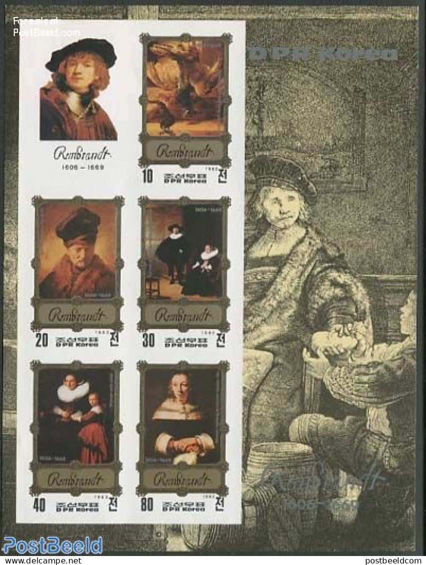 Korea, North 1983 Rembrandt Paintings 5v M/s, Imperforated, Mint NH, Art - Paintings - Rembrandt - Korea (Noord)