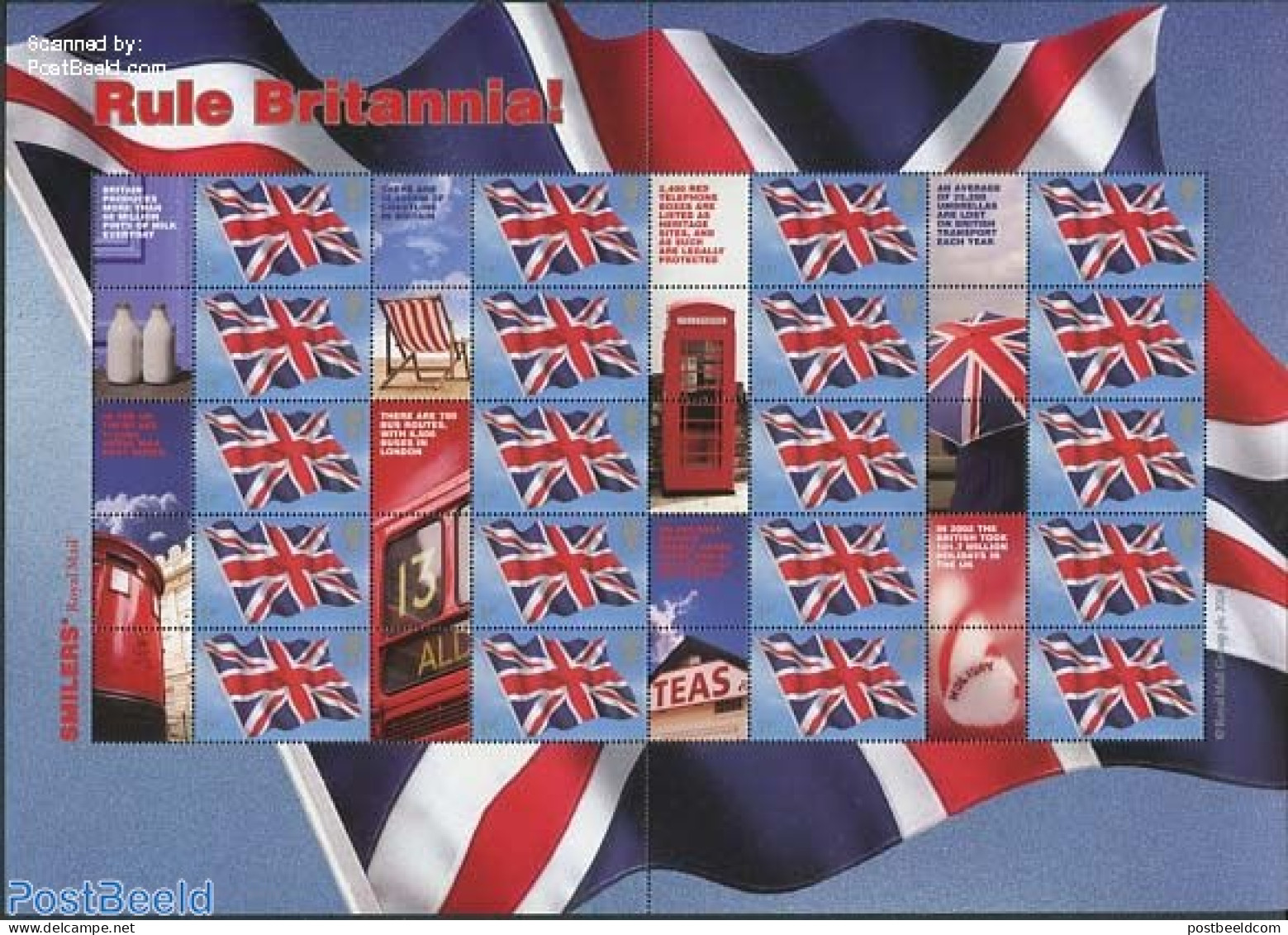 Great Britain 2004 Rule Britannia Label Sheet, Mint NH, History - Flags - Nuevos