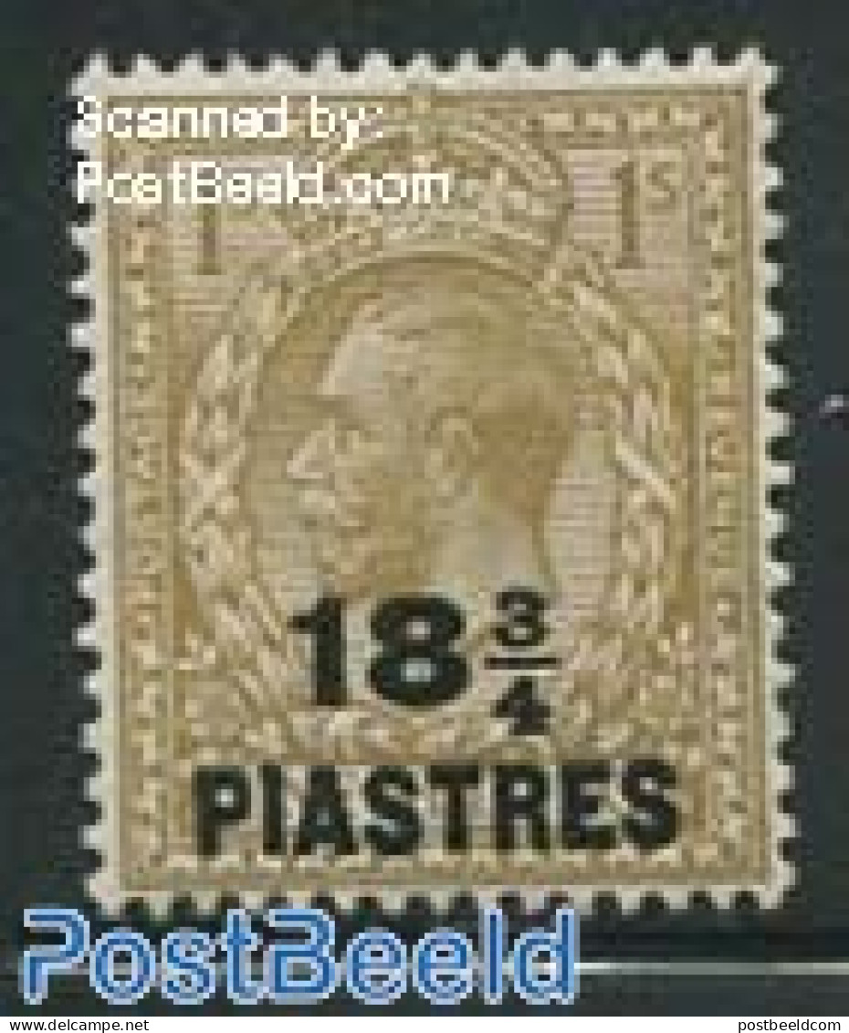 Great Britain 1921 Levant, 18.75pia On 1Sh, Stamp Out Of Set, Unused (hinged) - Ungebraucht