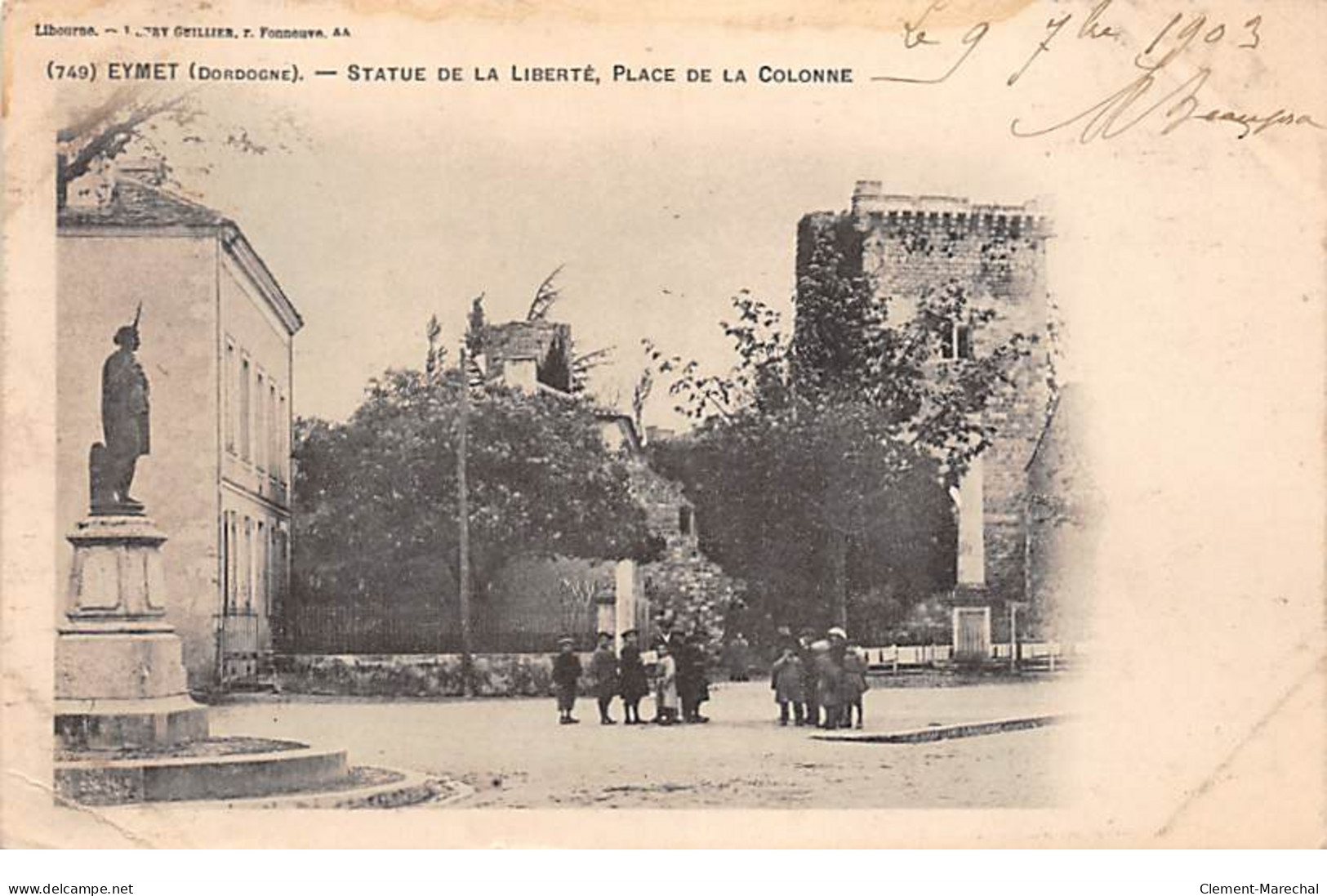 EYMET - Statue De La Liberté, Place De La Colonne - Très Bon état - Autres & Non Classés