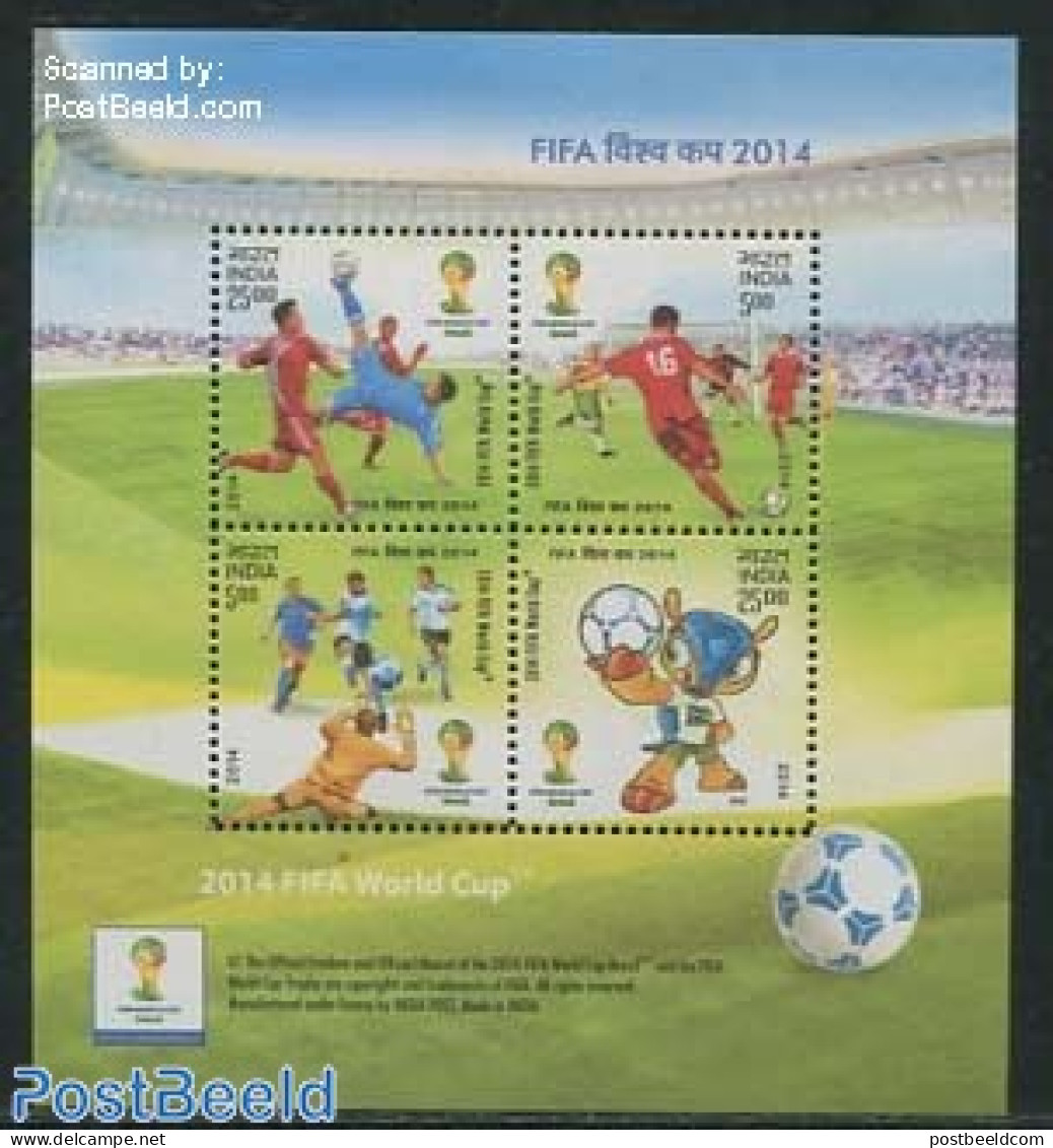 India 2014 Worldcup Football 4v M/s, Mint NH, Sport - Football - Unused Stamps