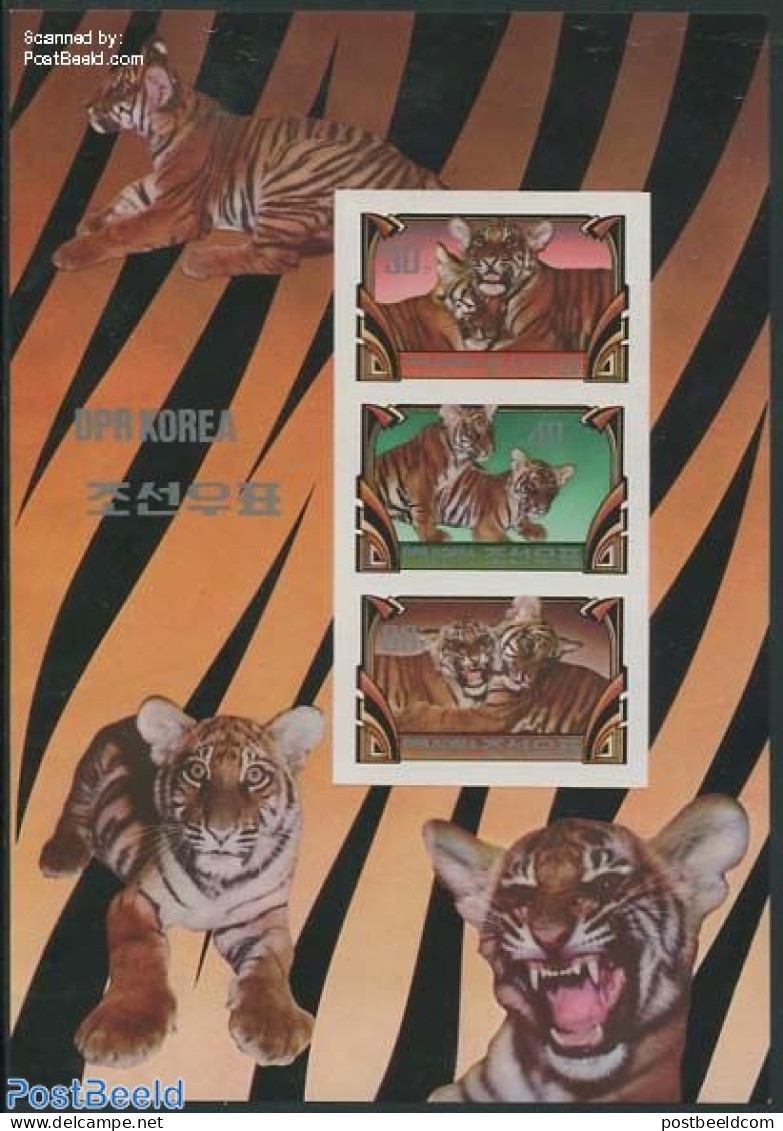 Korea, North 1982 Tigers 3v M/s, Imperforated, Mint NH, Nature - Cat Family - Korea, North