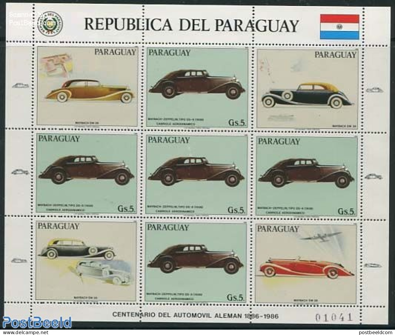 Paraguay 1986 Maybach Automobiles M/s, Mint NH, Transport - Automobiles - Voitures