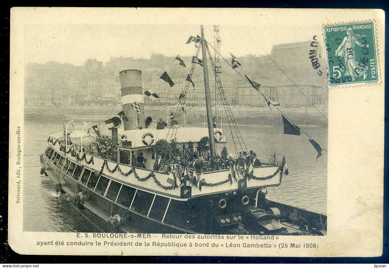 Cpa Du 62 Boulogne Sur Mer -- Retour Des Autorités Sur Le Holland    STEP168 - Boulogne Sur Mer