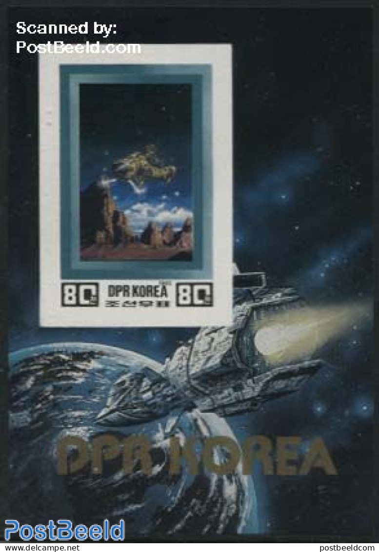 Korea, North 1982 Space In Future S/s, Imperforated, Mint NH, Transport - Space Exploration - Art - Science Fiction - Unclassified