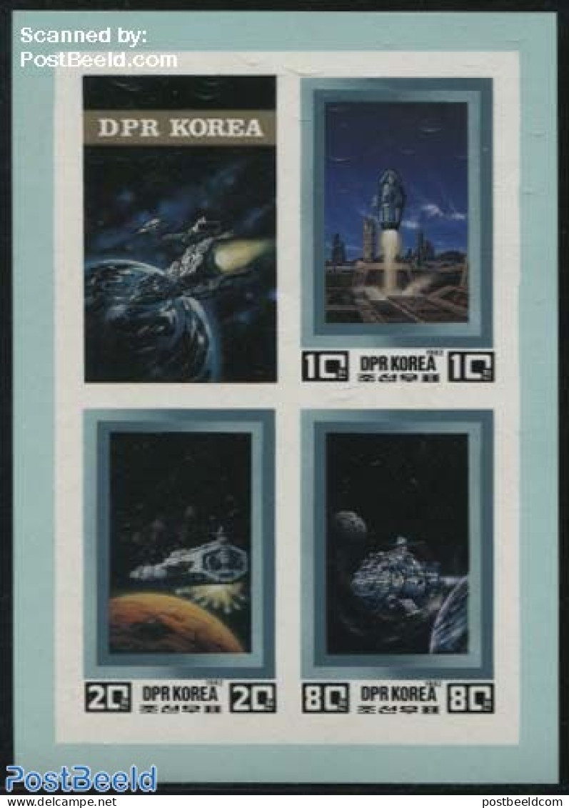 Korea, North 1982 Space In Future S/s, Imperforated, Mint NH, Transport - Space Exploration - Art - Science Fiction - Ohne Zuordnung