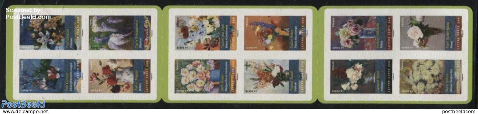 France 2015 Flower Paintings 12v S-a In Booklet, Mint NH, Stamp Booklets - Art - Modern Art (1850-present) - Paintings.. - Unused Stamps