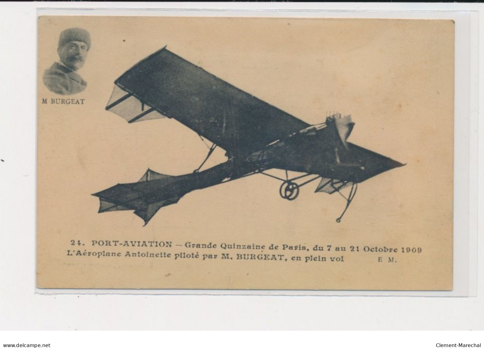 JUVISY - Port-Aviation - Grande Quinzaine De Paris 1909 - L'Aéroplane Antoinette Piloté Par M. Burgeat - Très Bon état - Juvisy-sur-Orge