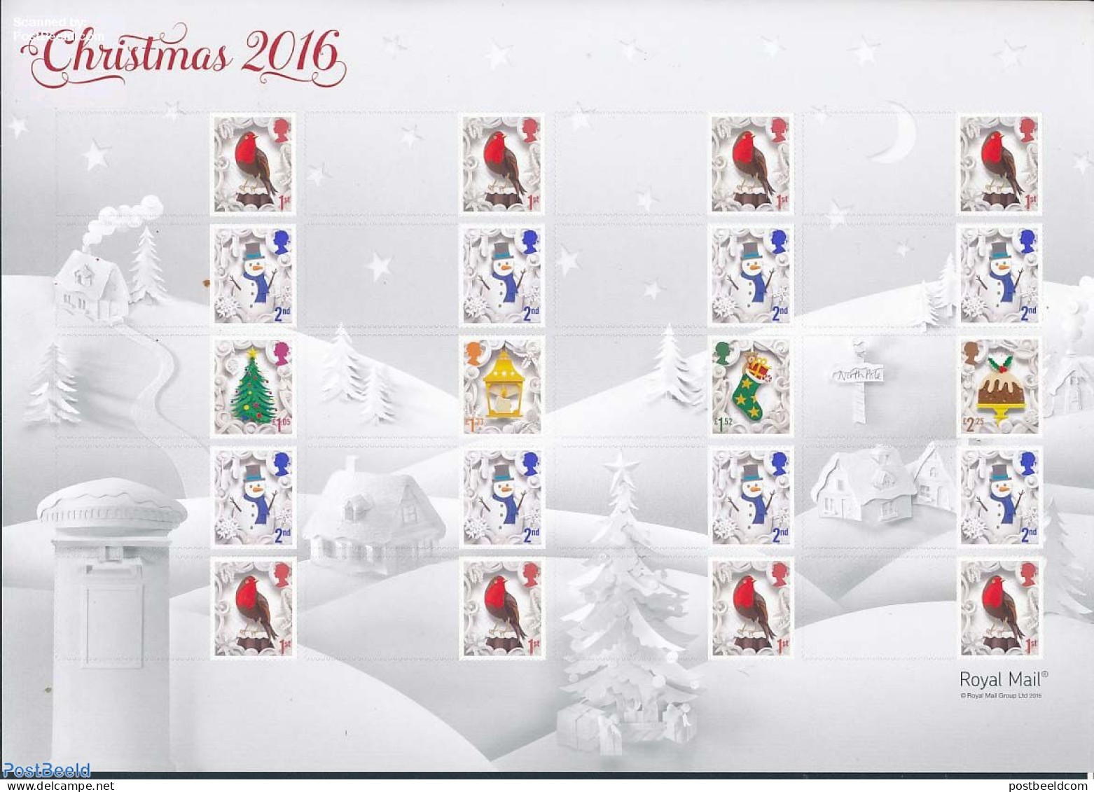 Great Britain 2016 Christmas Smiler Sheet (s-a), Mint NH, Nature - Religion - Birds - Christmas - Unused Stamps