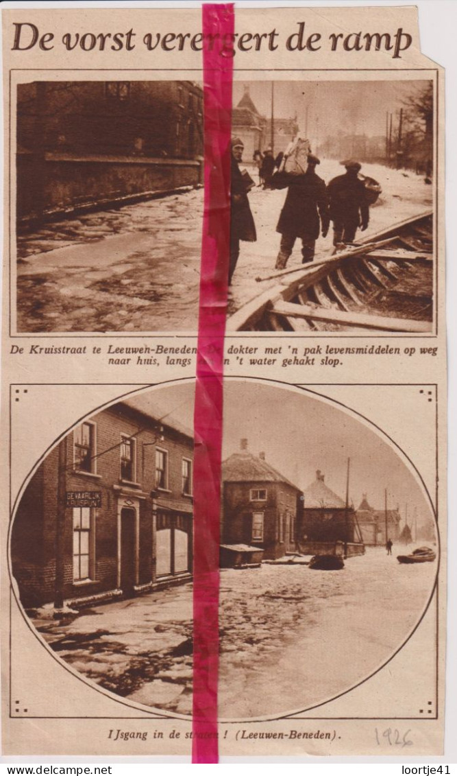 Leeuwen Beneden - Ijs In De Overstroomde Straten - Orig. Knipsel Coupure Tijdschrift Magazine - 1926 - Non Classés