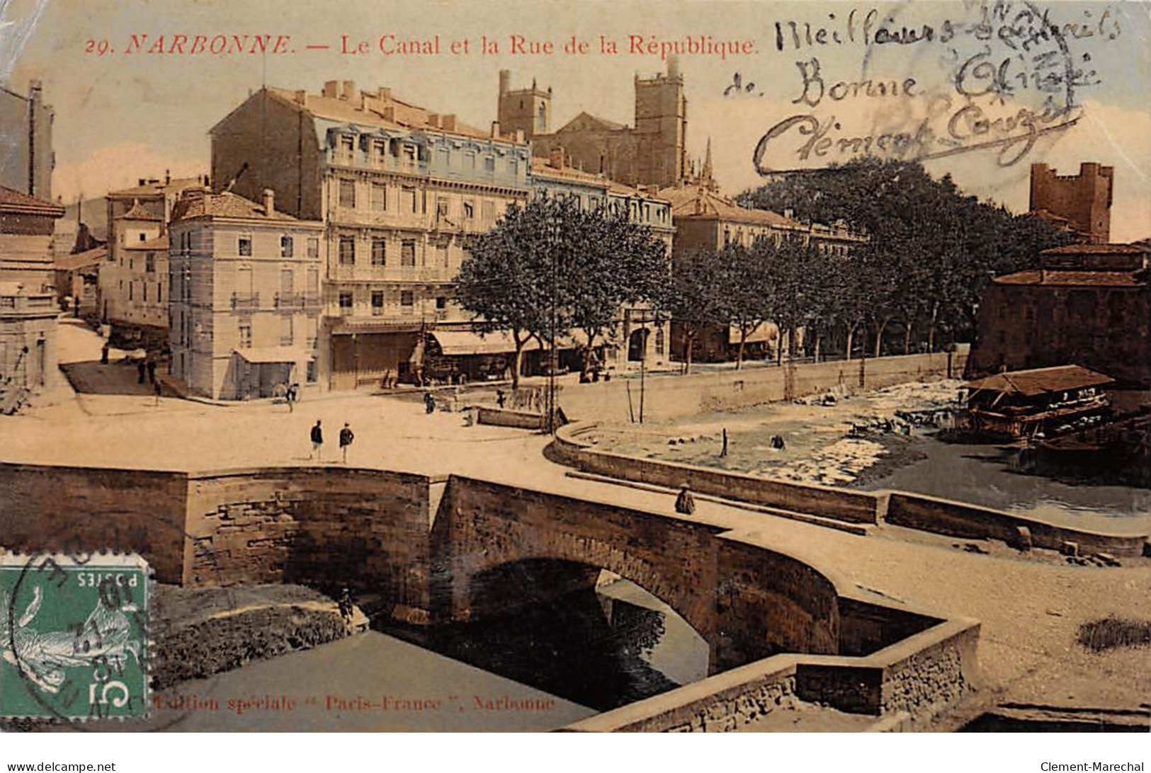 NARBONNE - Le Canal Et La Rue De La République - Très Bon état - Narbonne