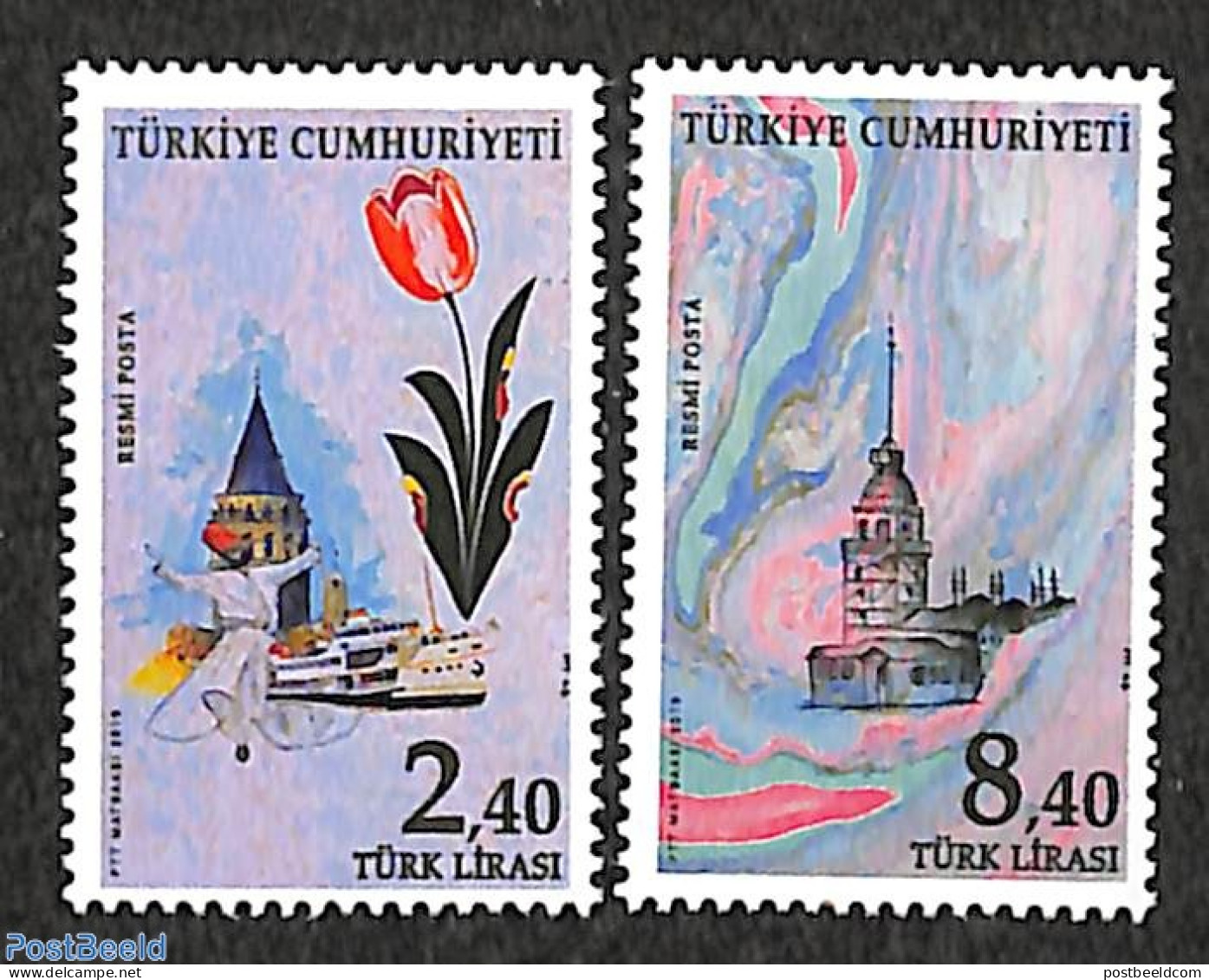 Türkiye 2019 On Service 2v, Mint NH, Nature - Transport - Flowers & Plants - Ships And Boats - Autres & Non Classés