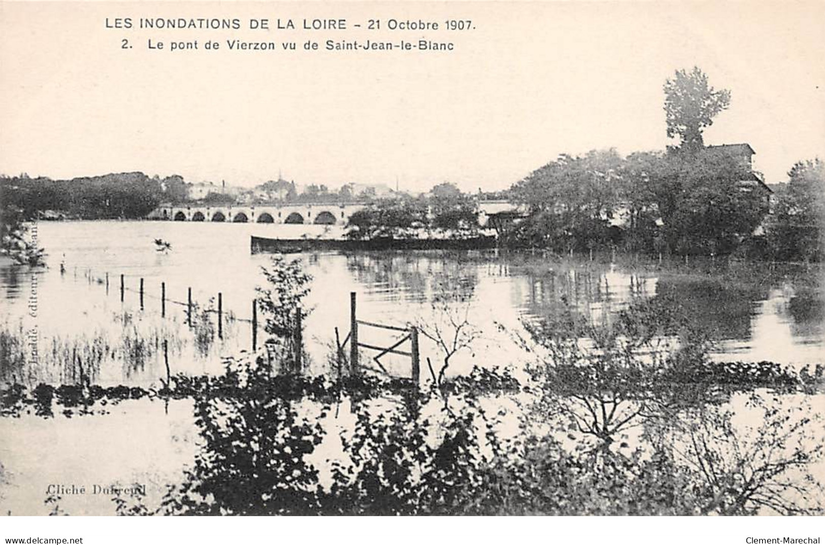Les Inondations De La Loire - 21 Octobre 1907 - Le Pont De VIERZON Vu De Saint Jean Le Blanc - Très Bon état - Vierzon