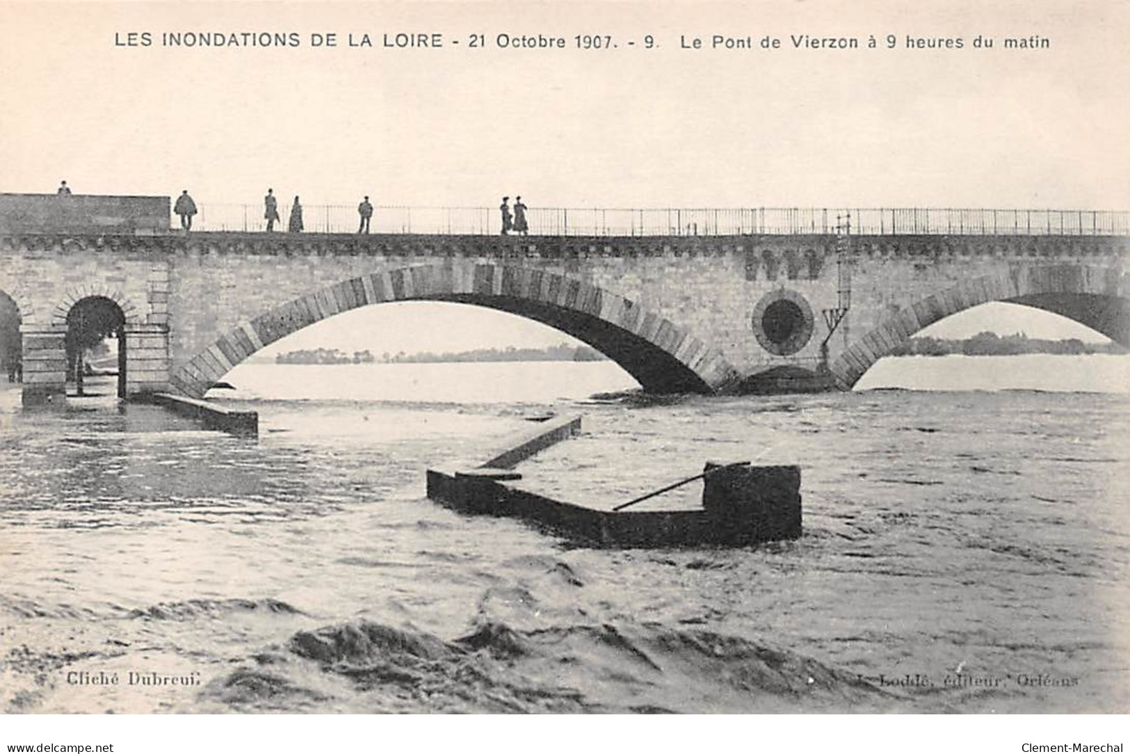 Les Inondations De La Loire - 21 Octobre 1907 - Le Pont De VIERZON à 9h Du Matin - Très Bon état - Vierzon