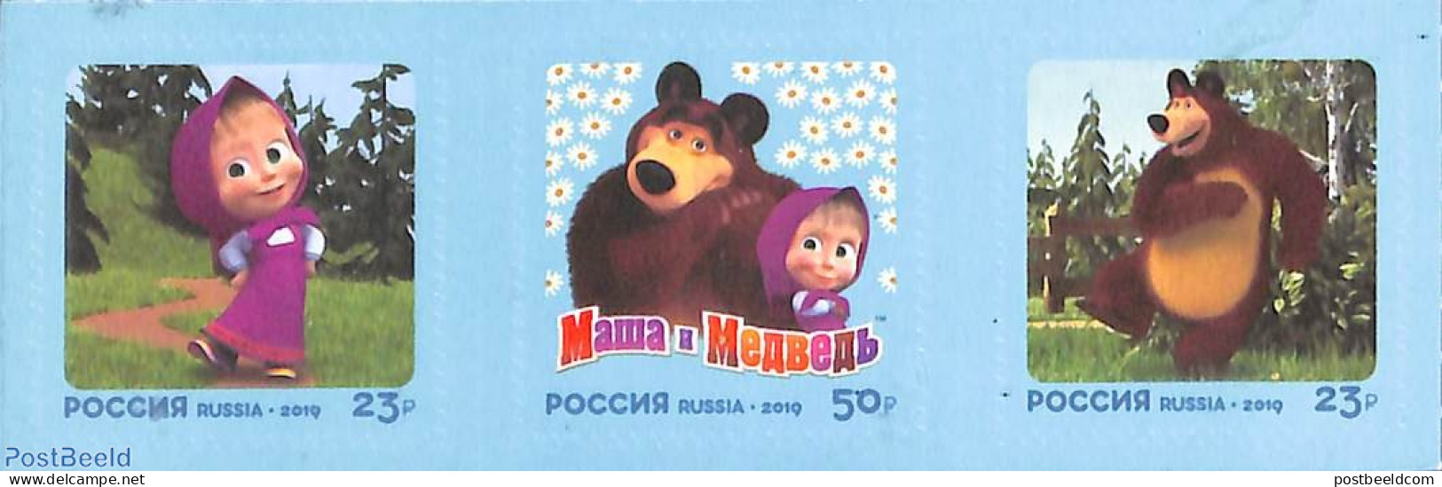 Russia 2019 Masha And The Bear 3v S-a, Mint NH, Art - Children's Books Illustrations - Autres & Non Classés