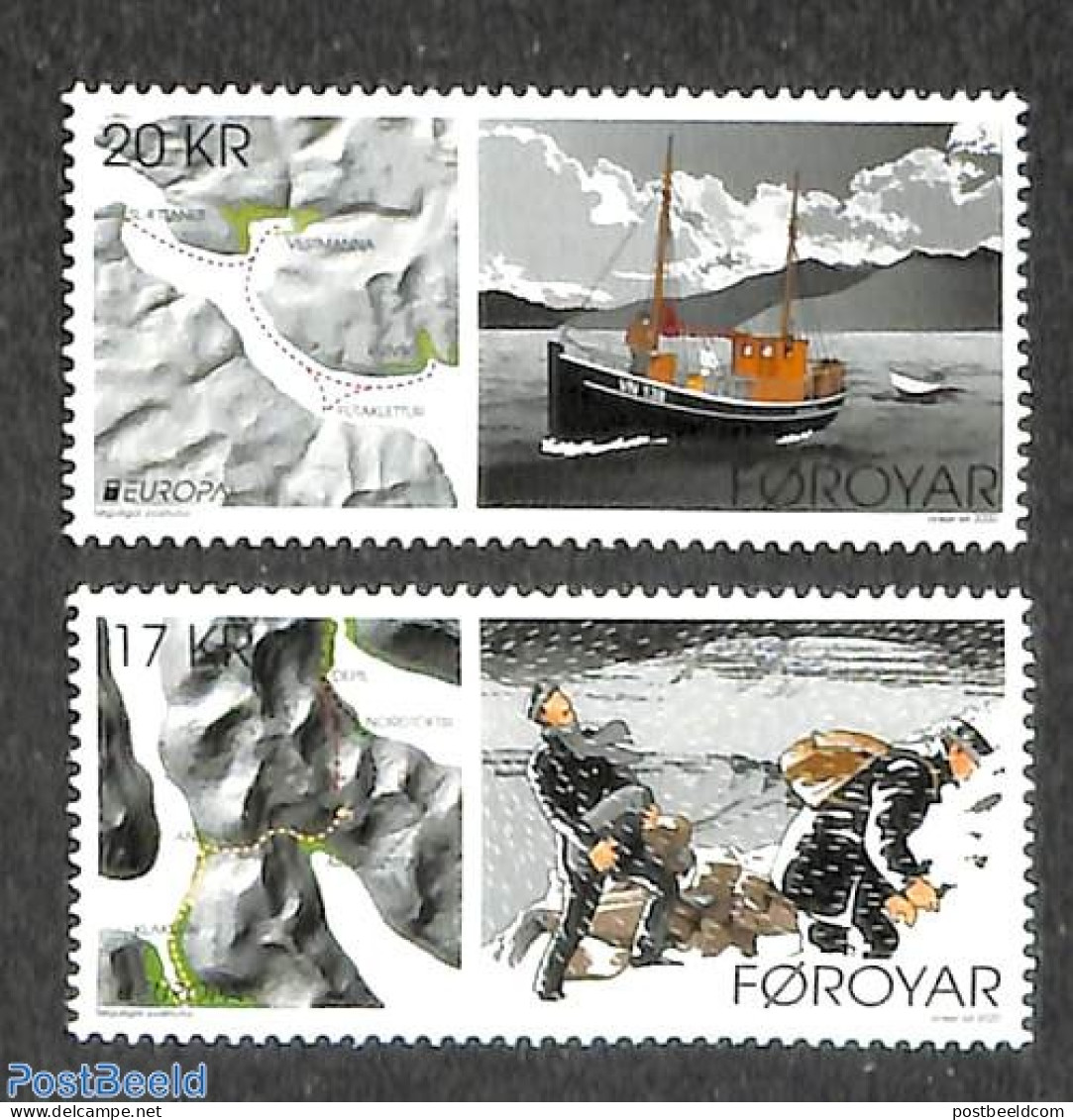 Faroe Islands 2020 Europa, Old Postal Roads 2v, Mint NH, History - Transport - Various - Europa (cept) - Post - Ships .. - Post