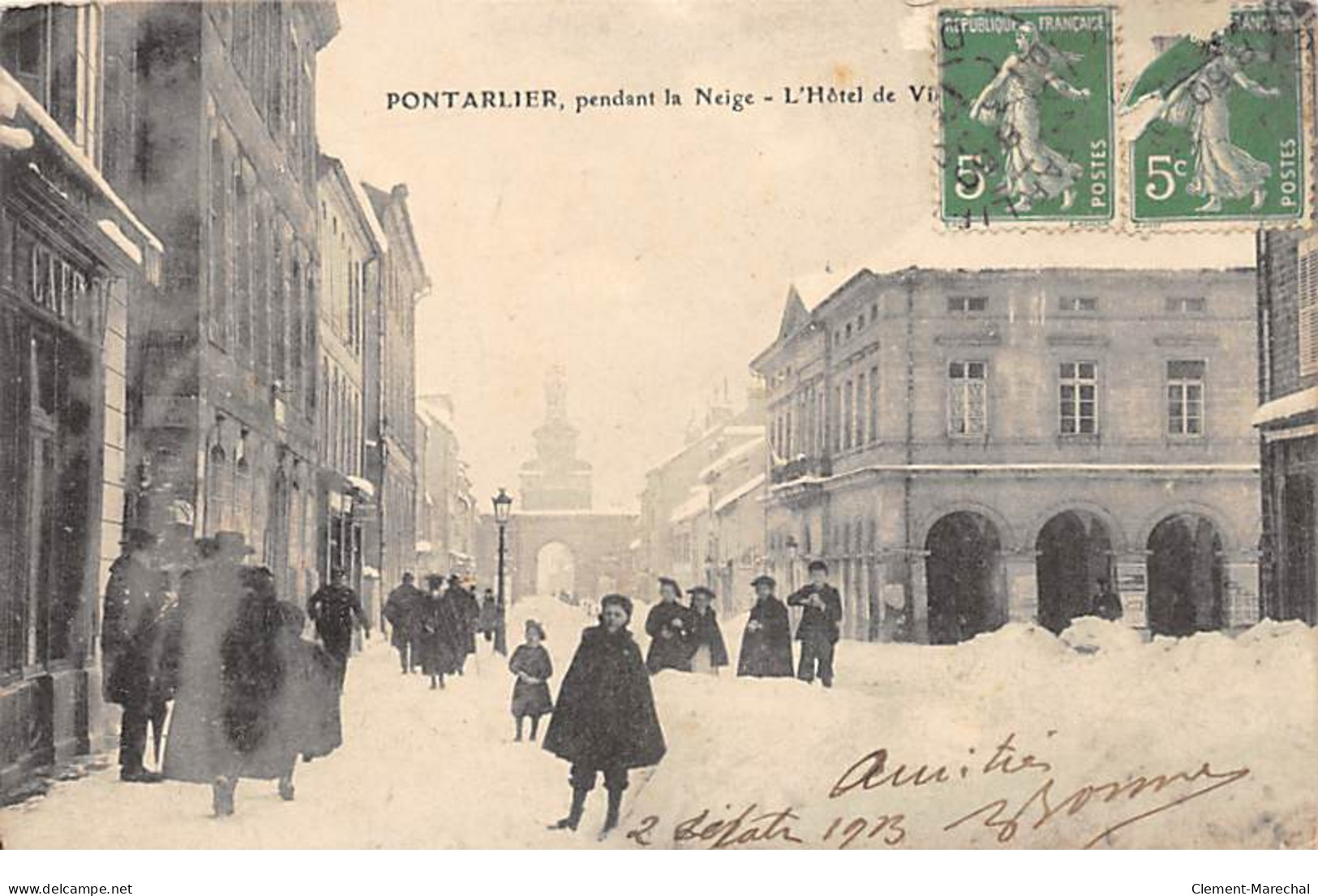 PONTARLIER Pendant La Neige - L'Hôtel De Ville - Très Bon état - Pontarlier