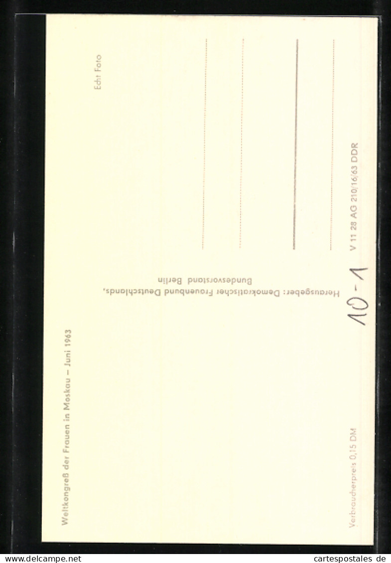 AK Moskau, Weltkongress Der Frauen 1963, Frau Mit Einem Stirnband  - Otros & Sin Clasificación