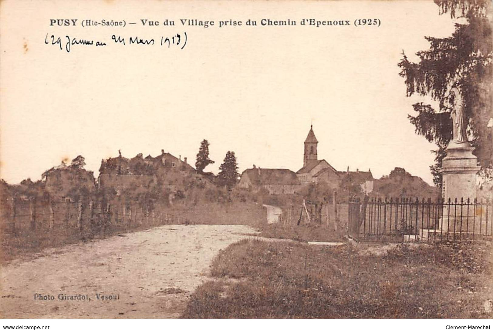 PUSY - Vue Du Village Prise Du Chemin D'Epenoux (1925) - Très Bon état - Other & Unclassified