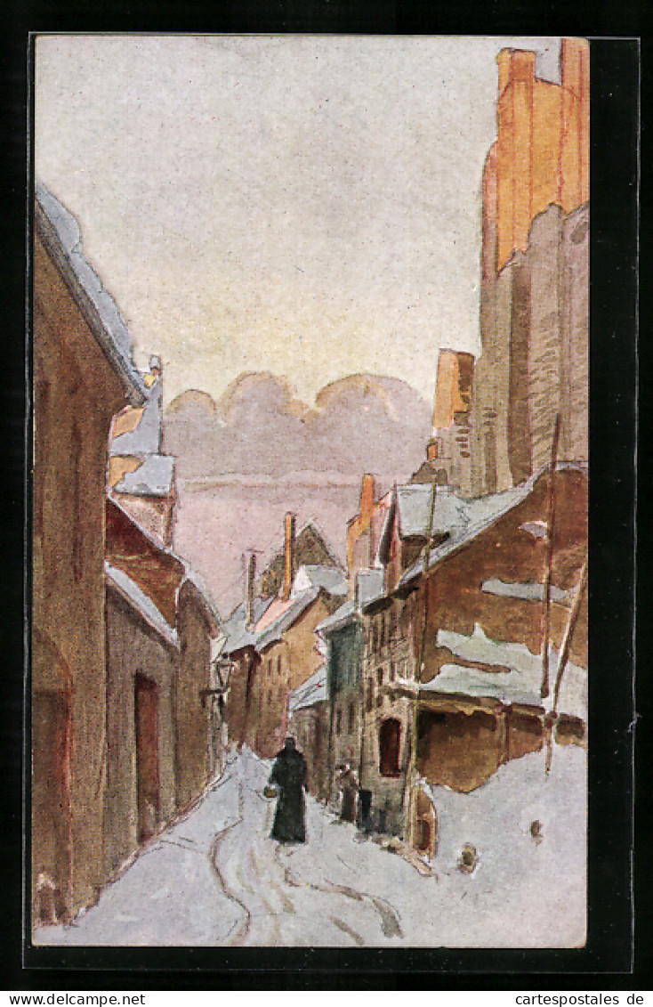 Künstler-AK Riga, Lärmstrasse Im Winter 1918  - Lettland