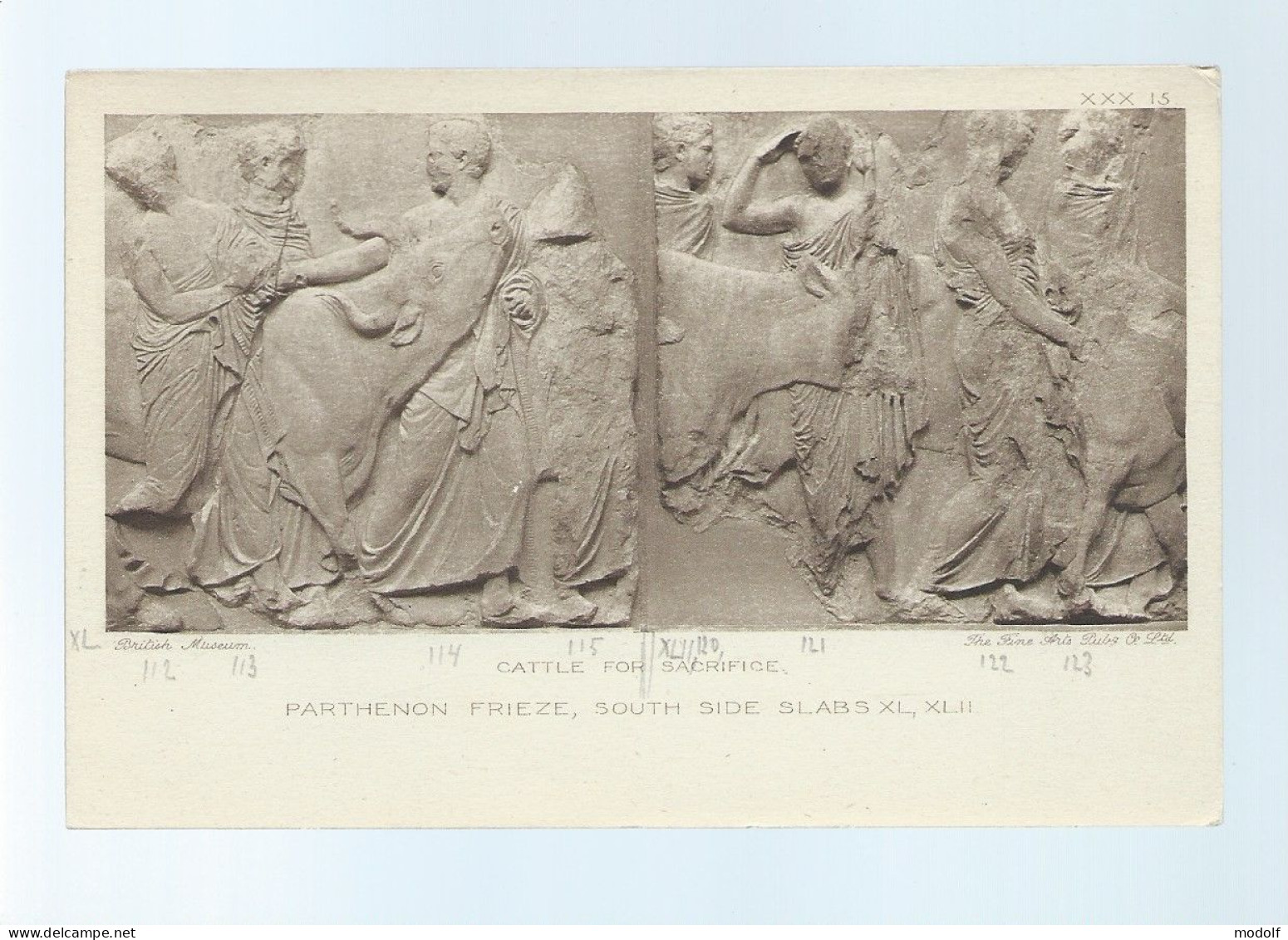 CPA - Arts - Sculptures - British Museum - Parthenon Frieze, South Side Slabs XL,XLII - Non Circulée - Sculptures