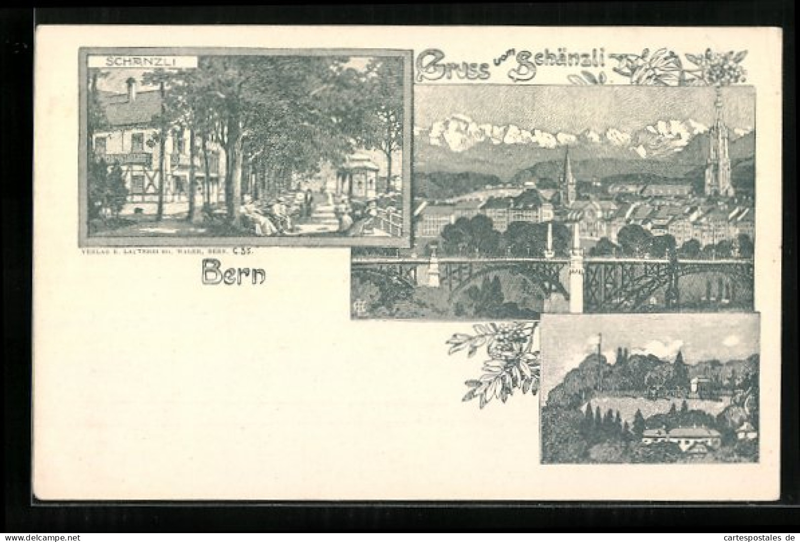 Lithographie Bern, Ortsansicht, Besucher Am Schänzli  - Bern