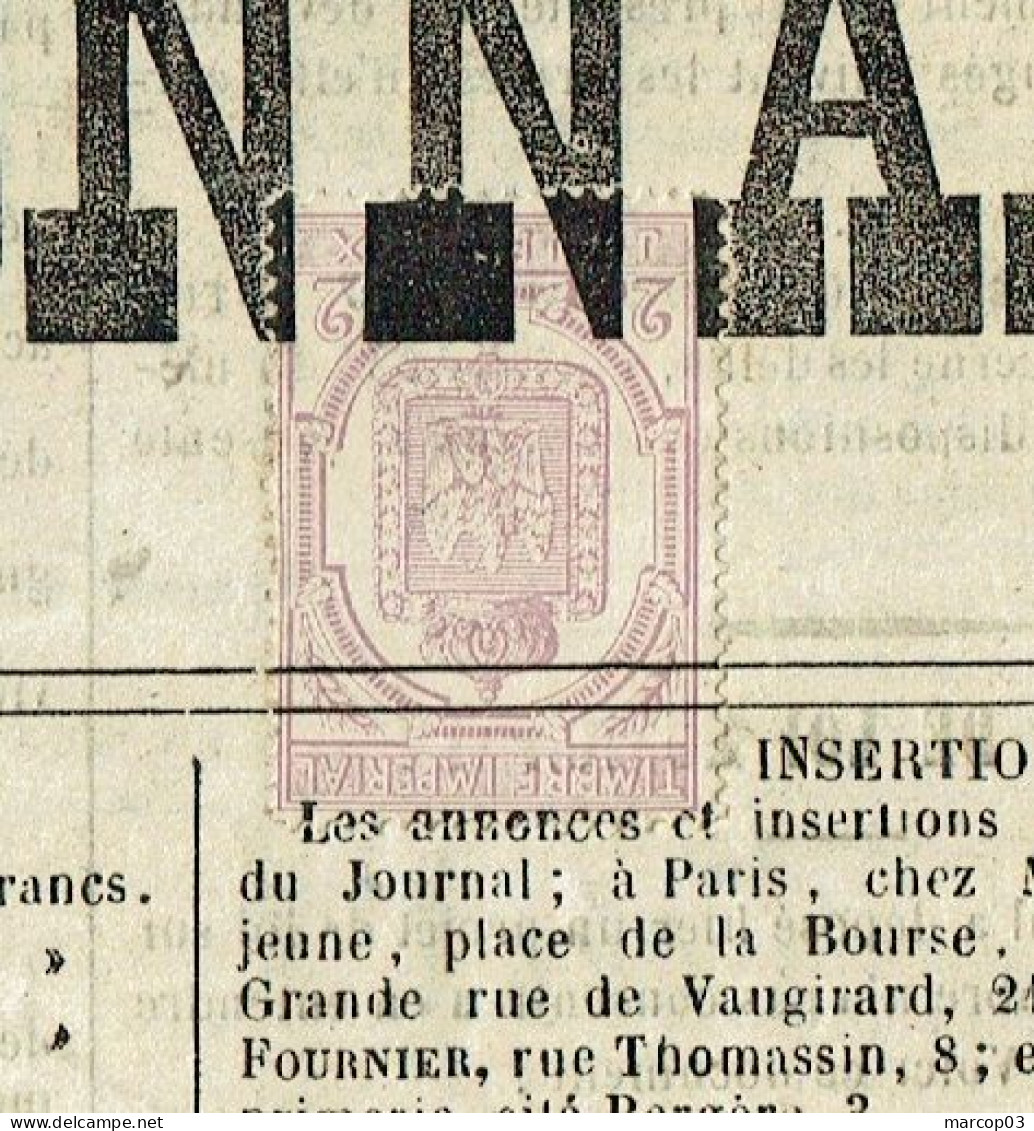 83 VAR  Journal Sentinelle Toulonnaise Du 24/01/1870 Timbre De 2 C Violet Dentelé Journal Obl Typo Journal Complet SUP - Newspapers