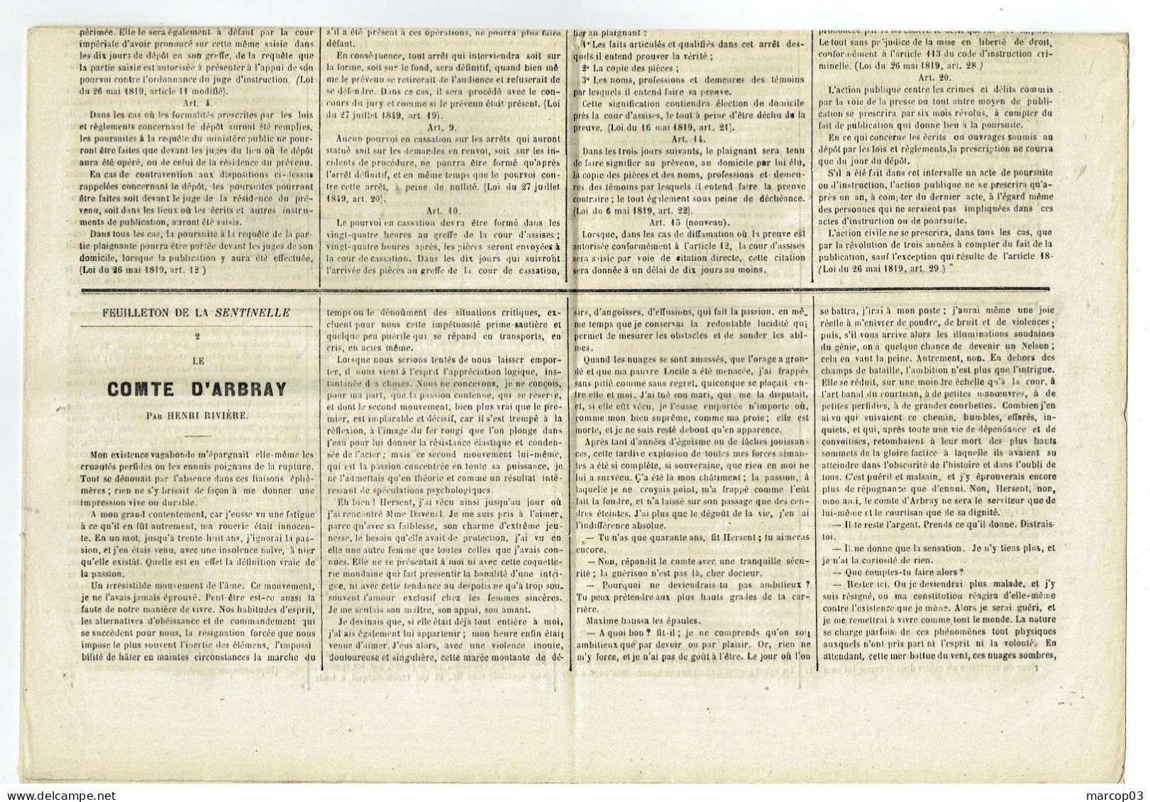 83 VAR  Journal Sentinelle Toulonnaise Du 24/01/1870 Timbre De 2 C Violet Dentelé Journal Obl Typo Journal Complet SUP - Periódicos