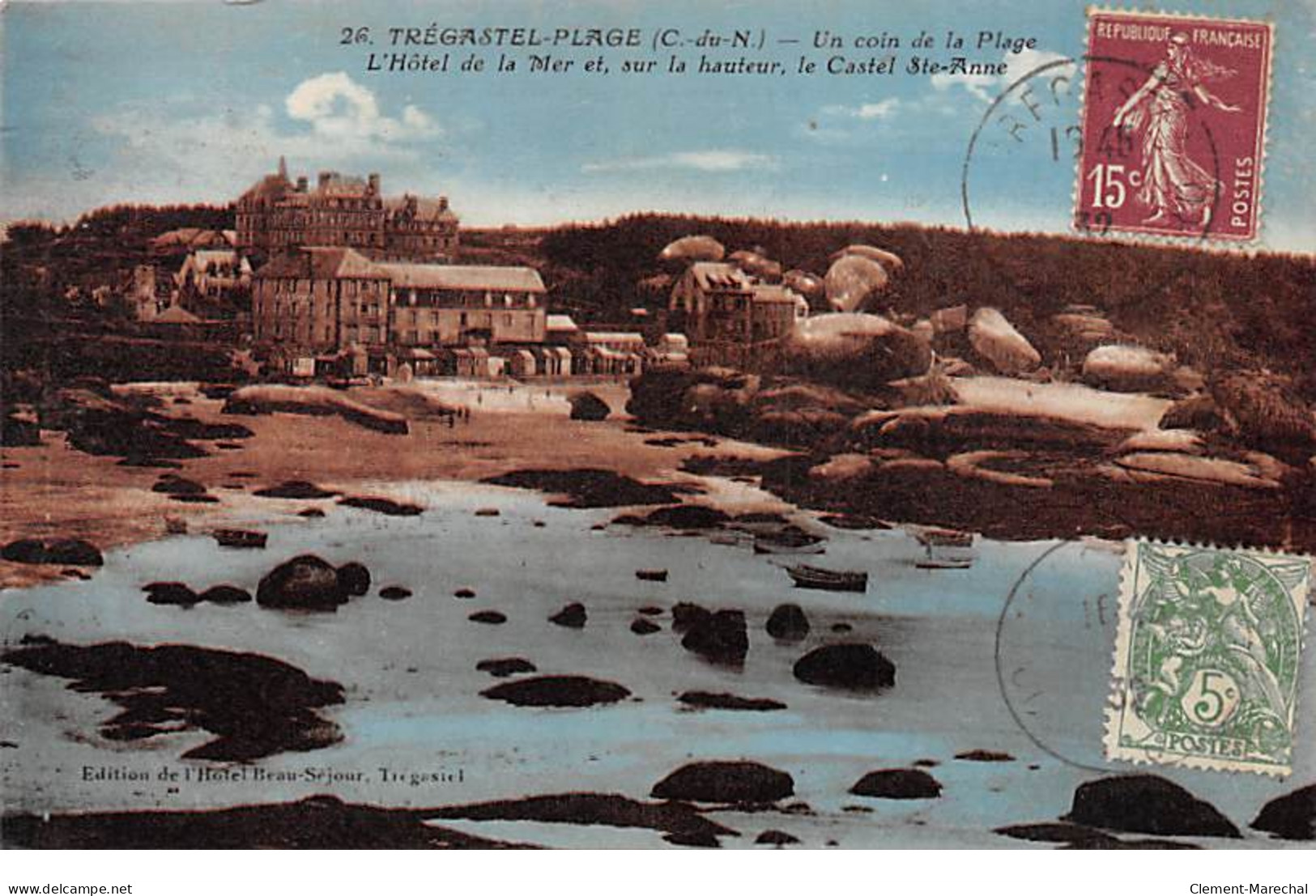 TREGASTEL PLAGE - Un Coin De La Plage - L'Hôtel De La Mer - Très Bon état - Trégastel