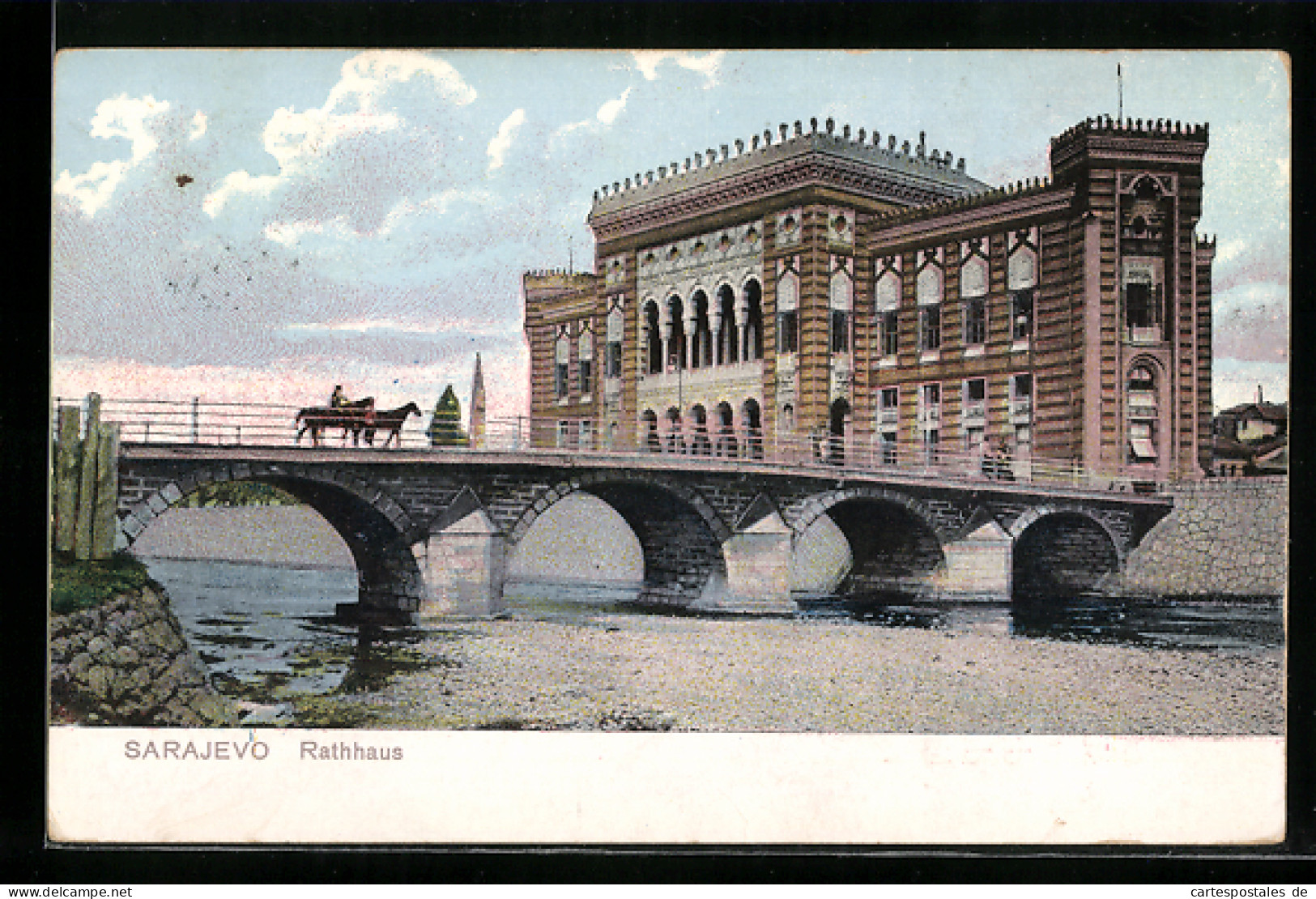 AK Sarajewo, Brücke Und Rathaus  - Bosnien-Herzegowina