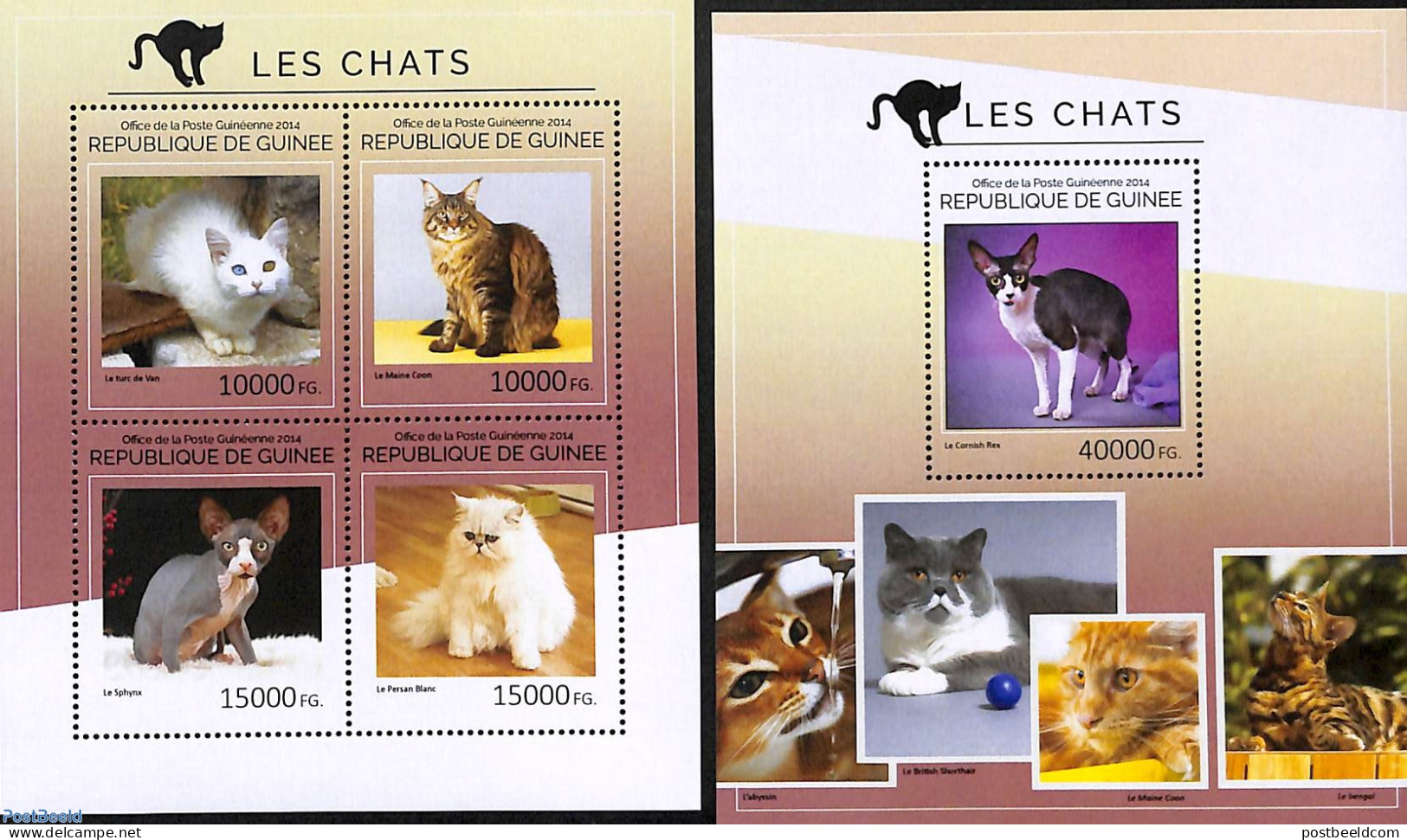 Guinea, Republic 2014 Cats 2 S/s, Mint NH, Nature - Cats - Autres & Non Classés