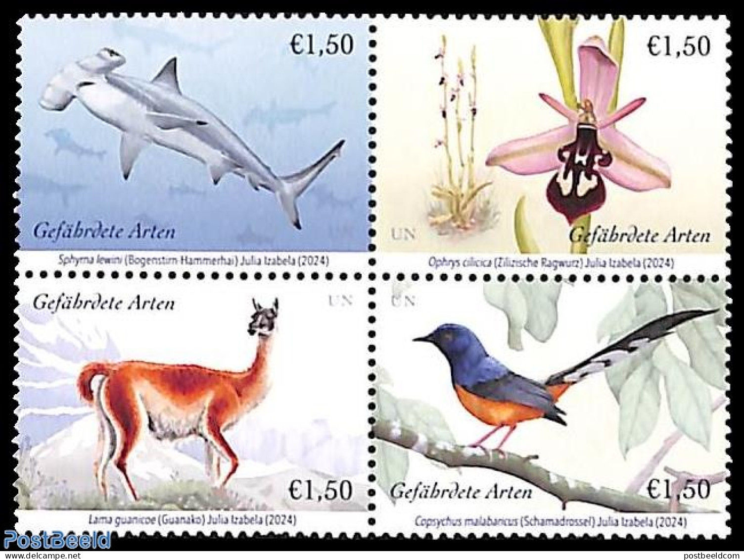 United Nations, Vienna 2024 Endangered Species 4v [+], Mint NH, Nature - Animals (others & Mixed) - Birds - Fish - Flo.. - Poissons