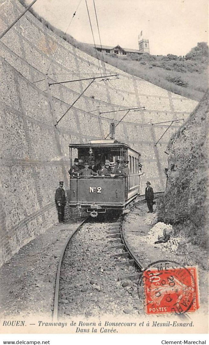 ROUEN - Tramways De Rouen à Bonsecours Et à MEsnil Esnard - Dans La Cavée - Très Bon état - Rouen