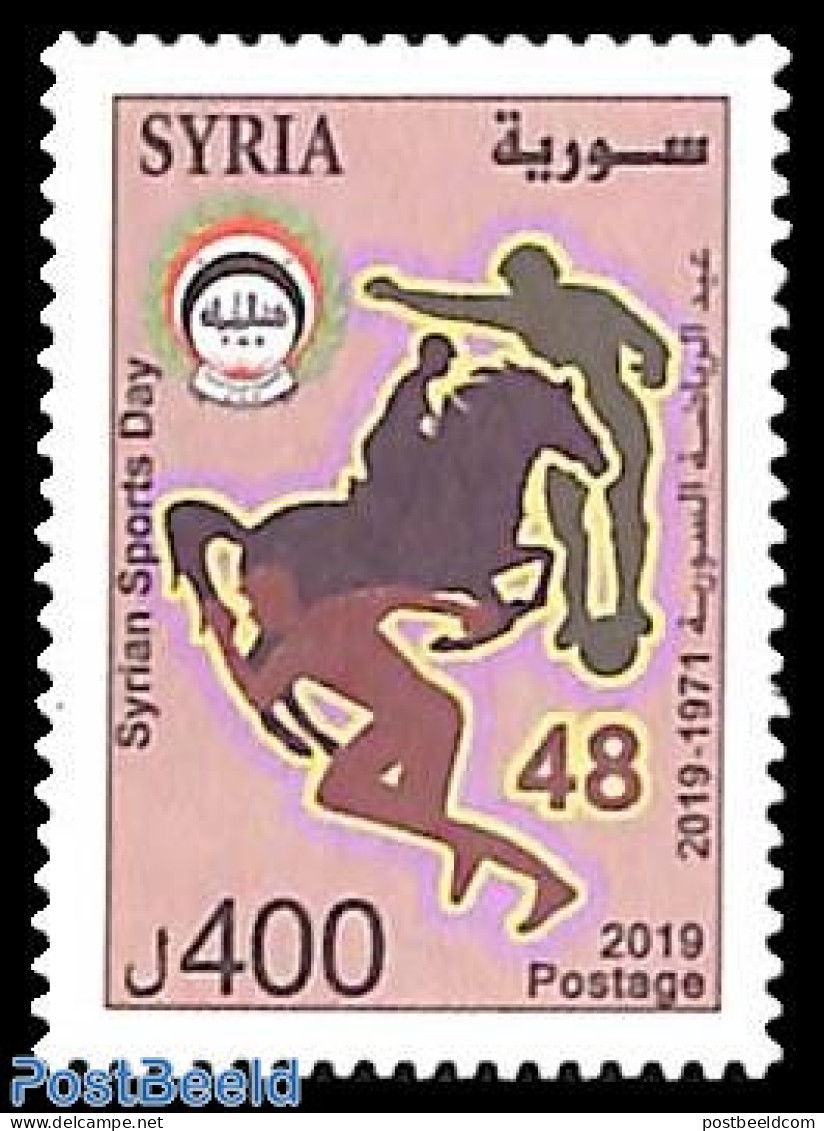 Syria 2019 Sports Day 1v, Mint NH, Nature - Sport - Horses - Sport (other And Mixed) - Siria