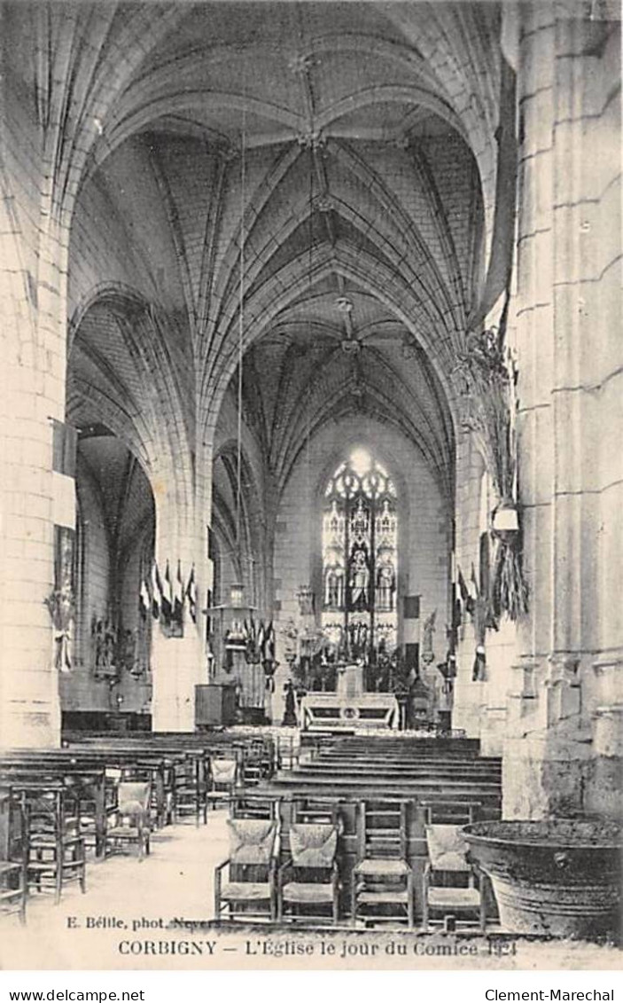 CORBIGNY - L'Eglise Le Jour Du Comice 1924 - Très Bon état - Corbigny
