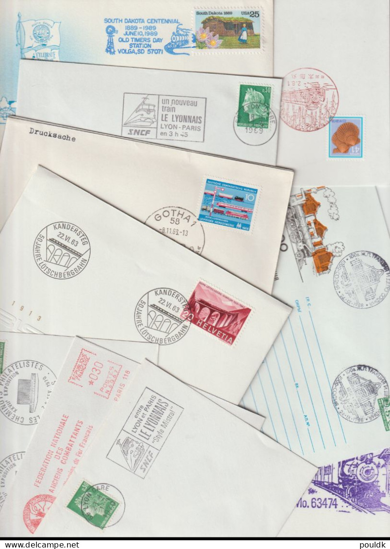 50 Covers With Trains As A Theme, Either Stamps Or Postmarks. Postal Weight 0,255 Kg. Please Read Sales Conditions Under - Treinen