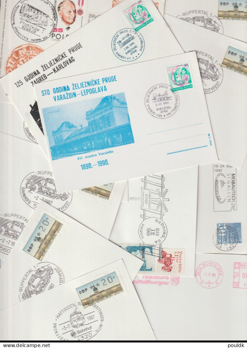 50 Covers With Trains As A Theme, Either Stamps Or Postmarks. Postal Weight 0,255 Kg. Please Read Sales Conditions Under - Treinen