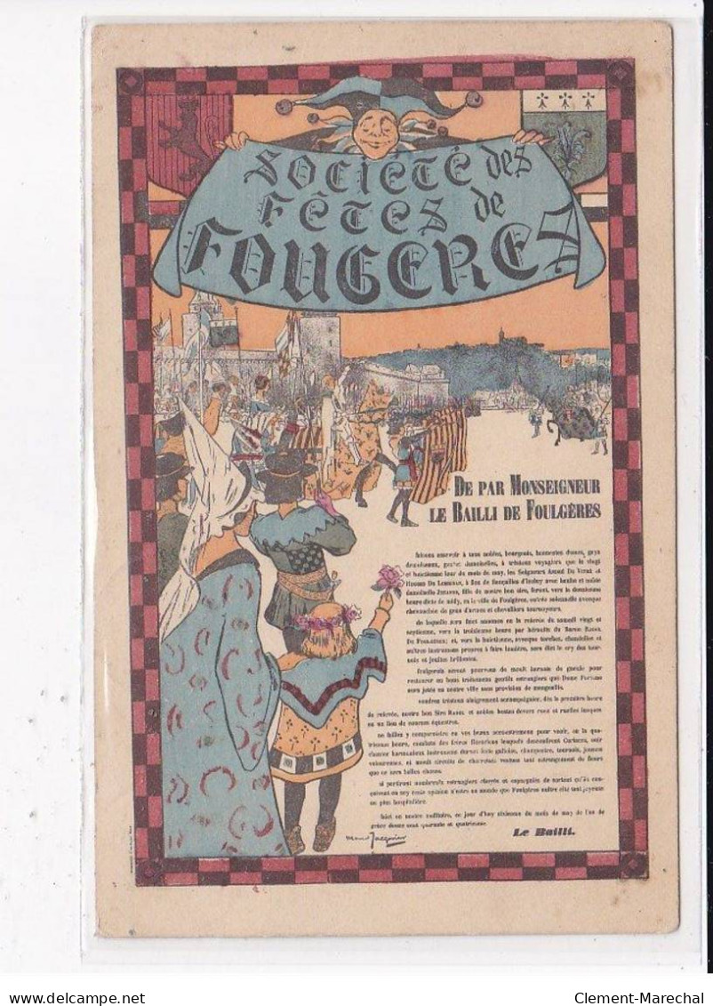 FOUGERES : Société Des Fêtes, De Par Monseigneur Le Bailli De Foulgère - Très Bon état - Fougeres