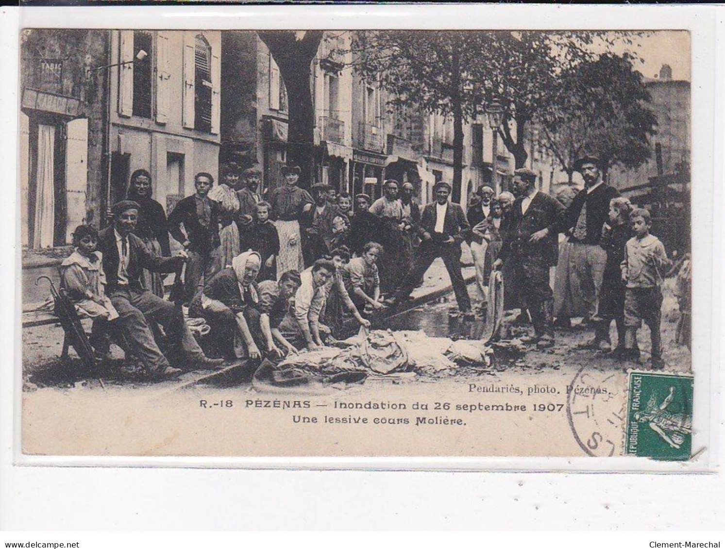 PEZENAS : Inondation Du 26 Septembre 1907, Une Lessive Cours Molière - Très Bon état - Pezenas