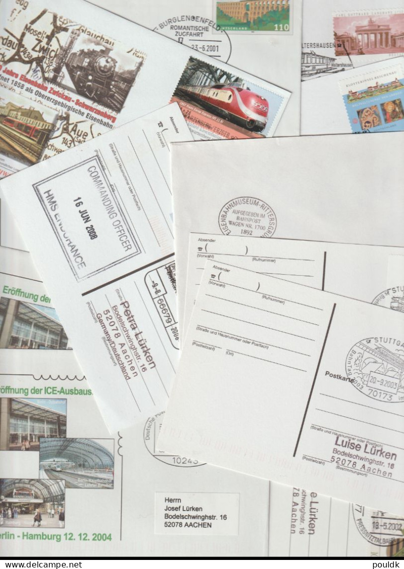 50 Covers With Trains As A Theme, Either Stamps Or Postmarks. Postal Weight 0,255 Kg. Please Read Sales Conditions Under - Eisenbahnen