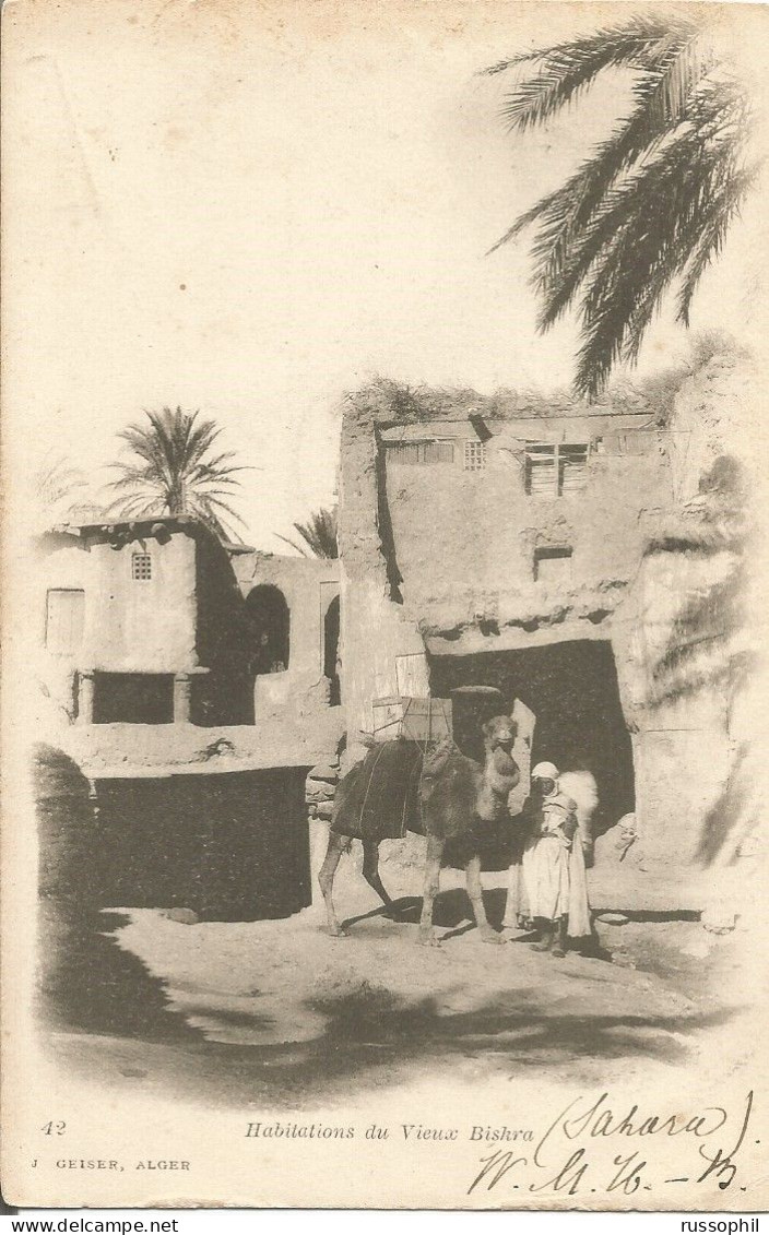 ALGERIE - HABITATIONS DU VIEUX BISKRA - ED. GEISER REF #42 - 1902 - Biskra