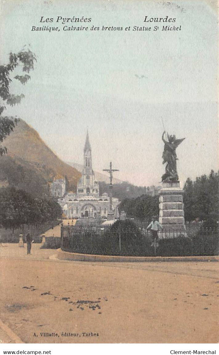 LOURDES - Basilique, Calvaire Des Bretons Et Statue Saint Michel - Très Bon état - Lourdes