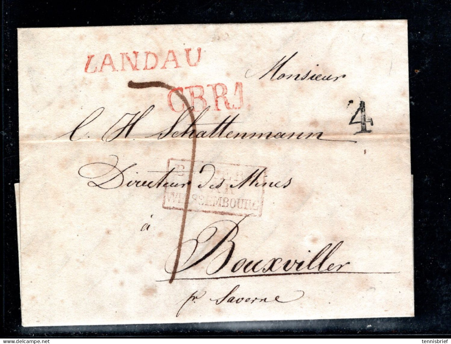 1829 , " LANDAU " Roter L1 Und Rot "CBR.! " Je Sehr Klar , Kpl. Brief Nach Frankreich  #224 - Brieven En Documenten