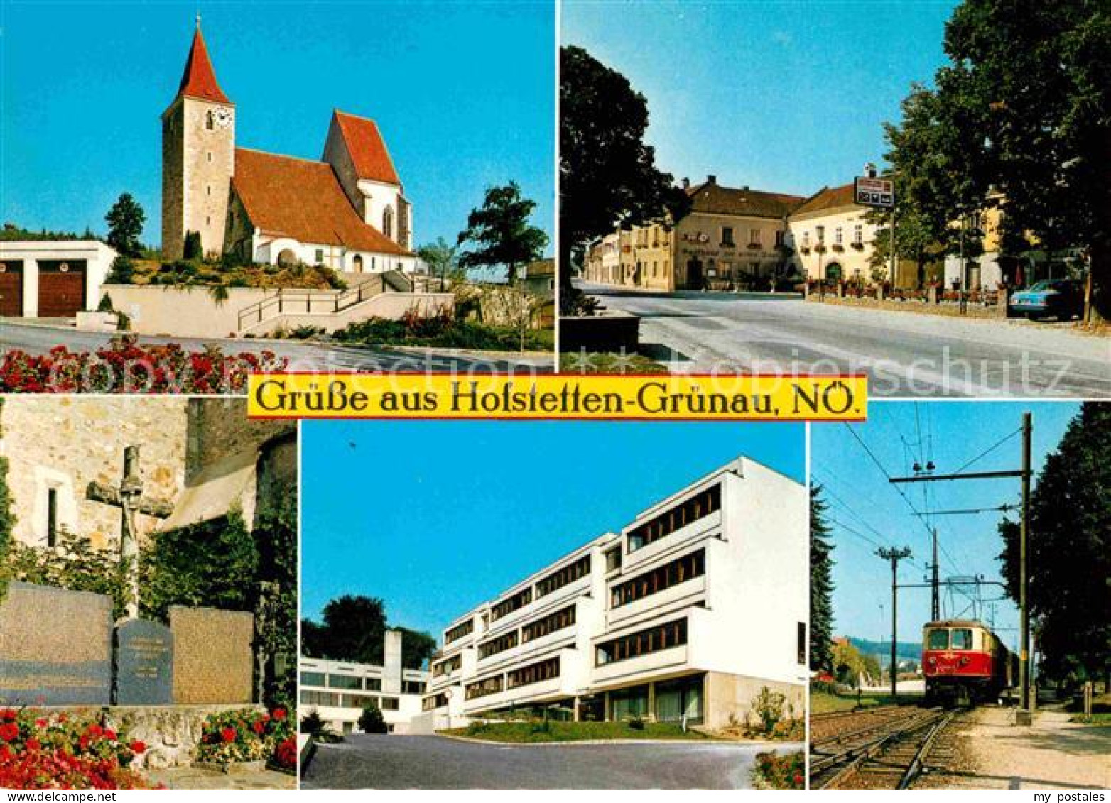 72636158 Hofstetten-Gruenau Kirche Hauptplatz Kriegerdenkmal Schule Mariazellerb - Autres & Non Classés