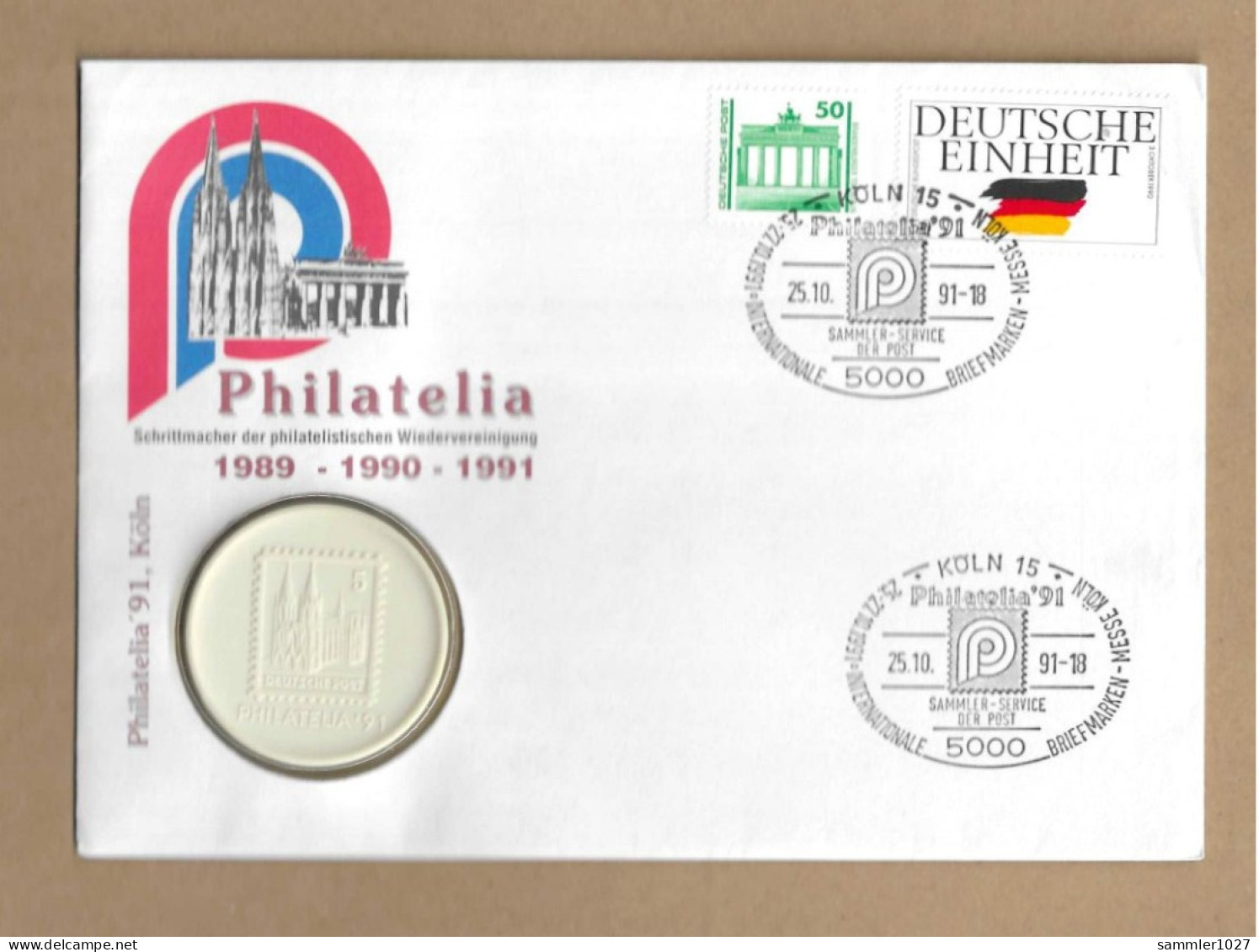 Los Vom 16.05 -  Sammler-Briefumschlag Aus Köln 1991 Mit Meißen-Plakette - Lettres & Documents