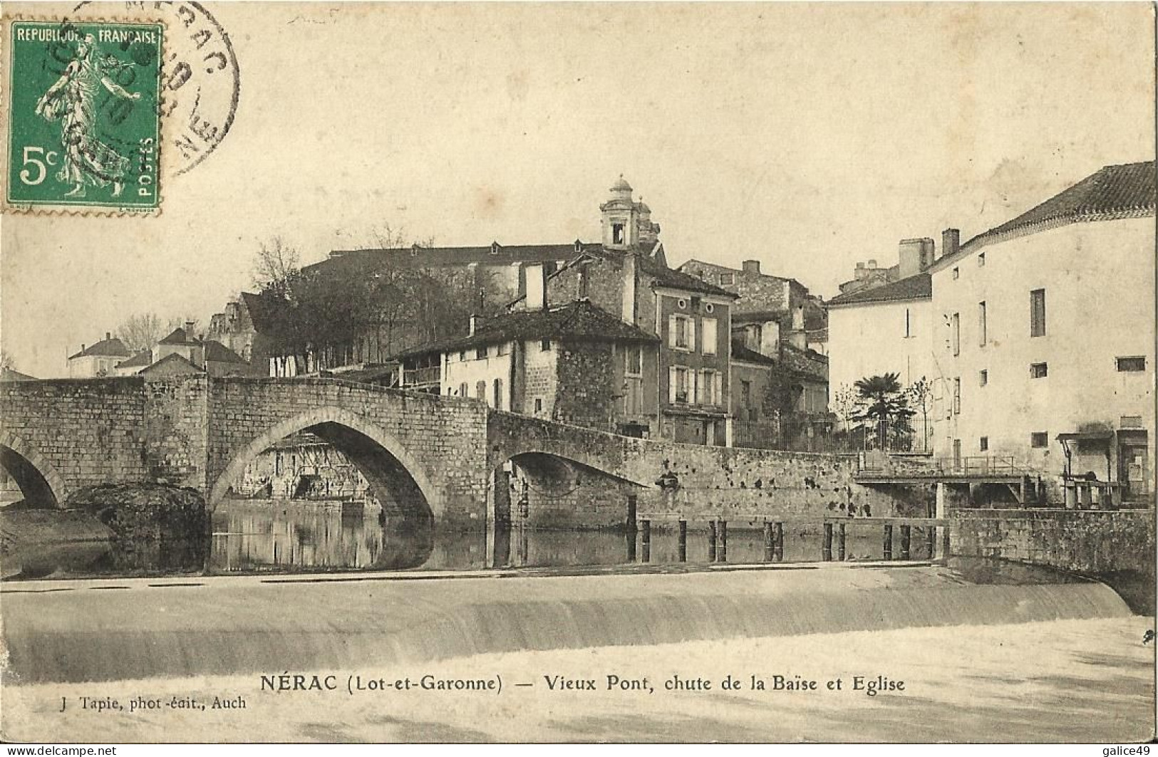 10211 CPA Nérac - Vieux Pont, Chute De La Baise Et Eglise - Nerac