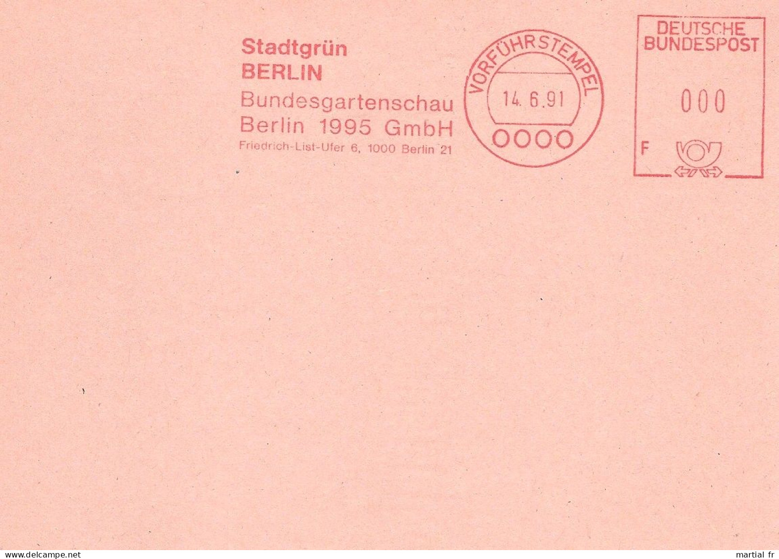 EMA Specimen ALLEMAGNE DEUTSCHLAND BUND GERMANY VORFUHRSTEMPEL GARTENSCHAU EXPOSITION JARDIN GARDEN 1995 BERLIN FLEUR - Other & Unclassified