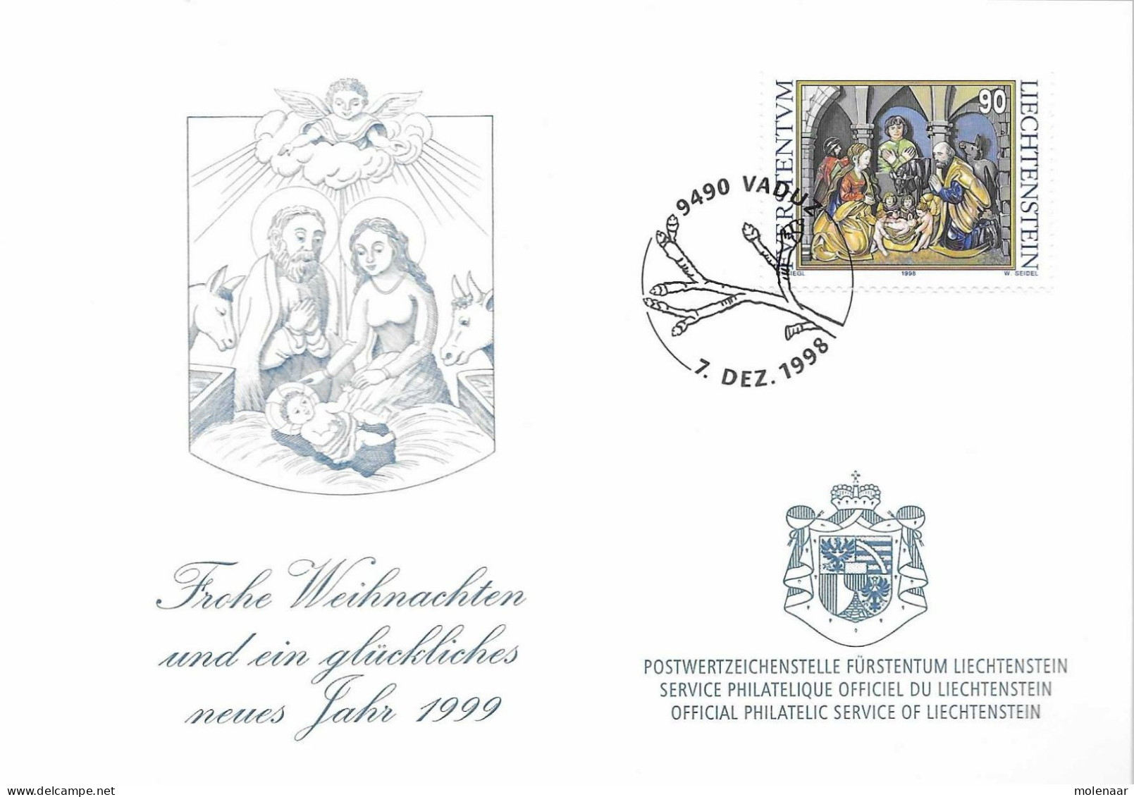 Postzegels > Europa > Liechtenstein > 1991-00 >kaart Met No. 1222 (17566) - Lettres & Documents