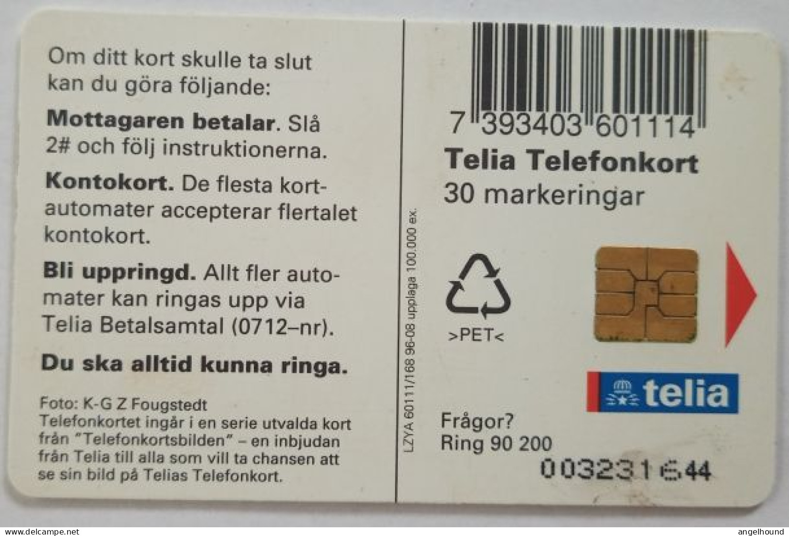 Sweden 30Mk. Chip Card - Elektricity Poles -Telegrafstolpe - Sweden